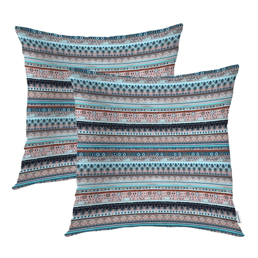 8400 Light Blueand Beuge Flowers Pillow Covers 20x20 Inch Set of 2, Boho